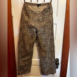 Forever 21 Leopard Wide Leg Print Trousers Jeans